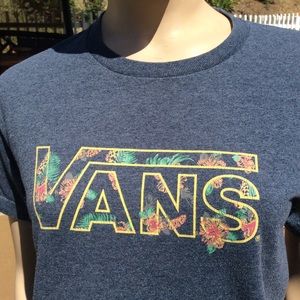 Vans Blue Floral Logo Short Sleeve Tee